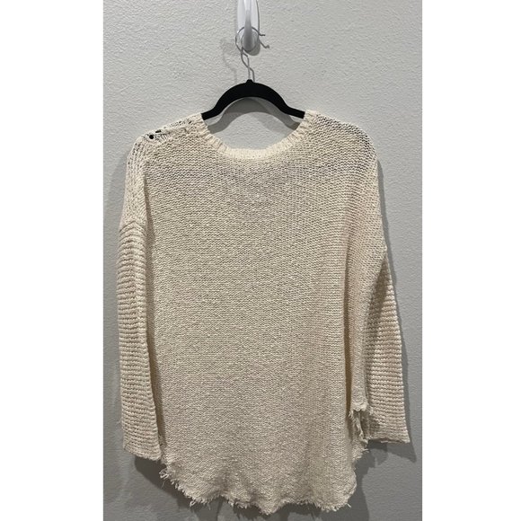 FREE PEOPLE Beige Frayed Knit Sweater - Picture 4 of 5